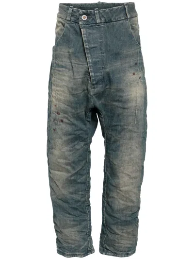 Boris Bidjan Saberi Asymmetric Drop-crotch Jeans In Blue