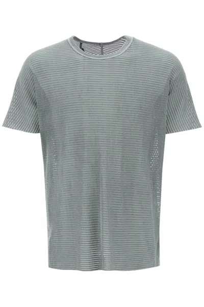 Boris Bidjan Saberi Cotton Perforated T Shirt In Green,grey