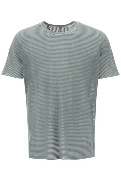 Boris Bidjan Saberi Cotton Perforated T-shirt In Green,grey