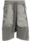 Boris Bidjan Saberi Stonewashed Cargo Track Shorts In Green