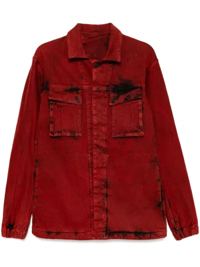 Boris Bidjan Saberi Denim Shirt Jacket In 红色