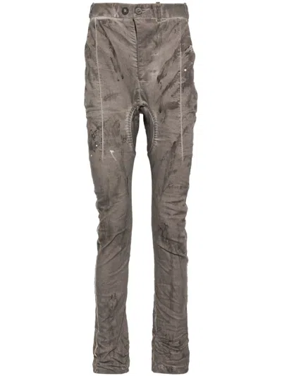 Boris Bidjan Saberi Distress Finish Trousers In Grey