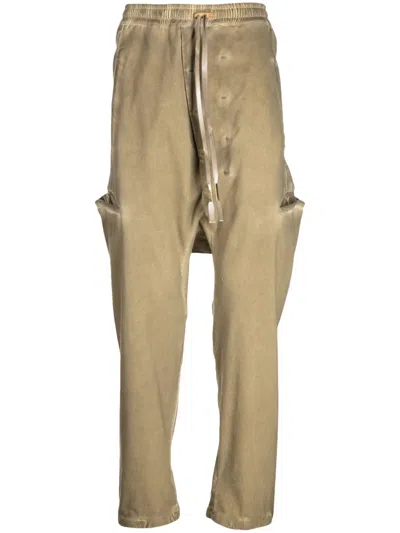 Boris Bidjan Saberi Drawstring-waist Cotton-blend Drop-crotch Trousers In Neutrals