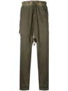 Boris Bidjan Saberi Drop-crotch Drawstring Trousers In Grün