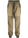 Boris Bidjan Saberi Faded Drop-crotch Cotton Track Pants In Green