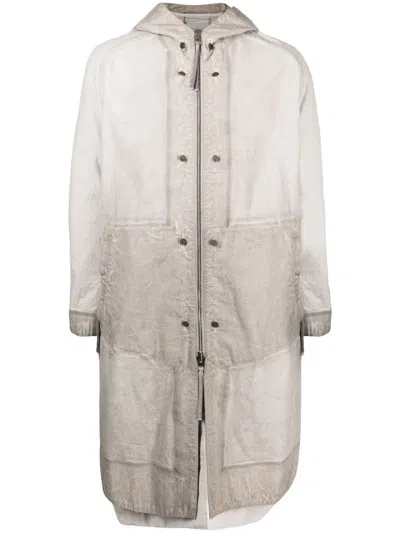 Boris Bidjan Saberi Faded-effect Hooded Parka In Grey