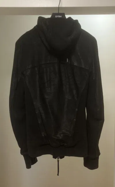 Pre-owned Boris Bidjan Saberi Grail Zipper 22 3d Leather Obsidian Black