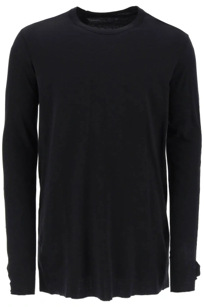 Boris Bidjan Saberi Long Sleeve Cotton Rib T-shirt In Black