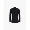 Boris Bidjan Saberi Mens Black Distressed-trim Stand-collar Cotton Shirt