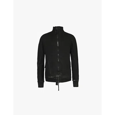 Boris Bidjan Saberi Mens Black Faded-wash Funnel-neck Organic-cotton Jacket