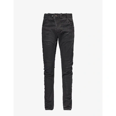 Boris Bidjan Saberi Mens Dark Grey Asymmetric-waist Faded-wash Slim-fit Stretch-denim Jeans