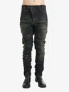 Boris Bidjan Saberi Men's Denim Stone Washed Trousers In Dirty Dark Denim
