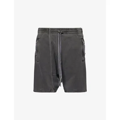 Boris Bidjan Saberi Mens Dark Grey Drawstring Two-zip-pockets Cotton-jersey Shorts Xl