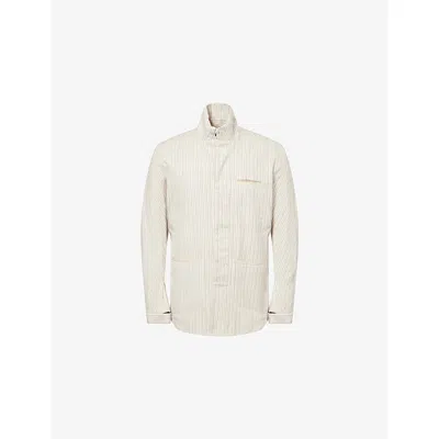Boris Bidjan Saberi Mens Stone Striped Three-slip-pockets Cotton-blend Jacket