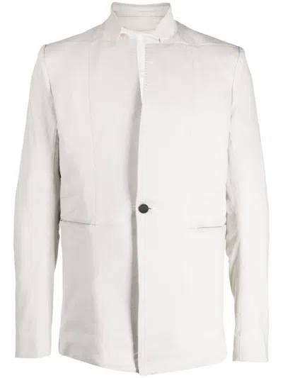 Boris Bidjan Saberi Single-breasted Band-collar Blazer In Grey