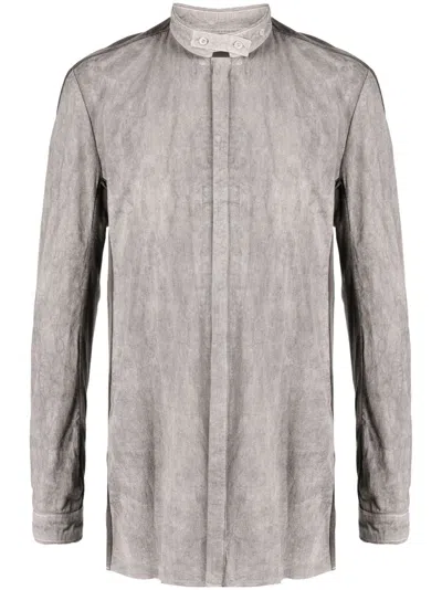 Boris Bidjan Saberi Stand-up-collar Cotton Shirt In Grau