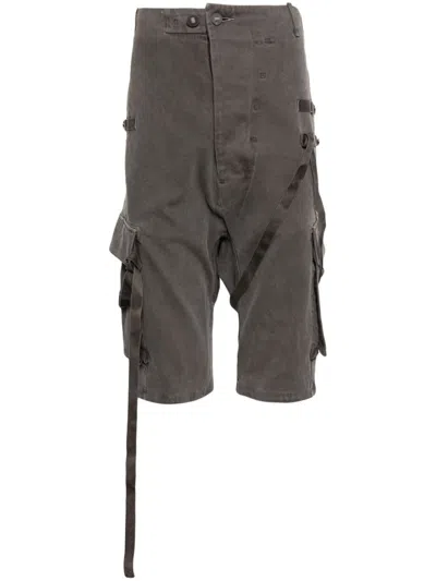 Boris Bidjan Saberi Stonewashed Cargo Track Shorts In Grey