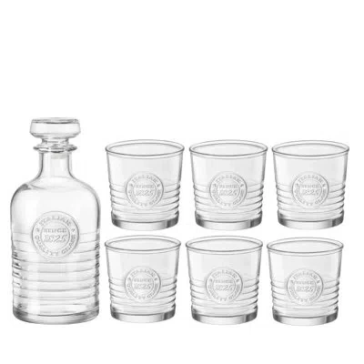 Bormioli Rocco Officina 7pc Whiskey Set (1 Decanter + 6 Dof Glasses) In Clear