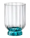 Bormioli Rocco Set Of 4 Florian 12.6oz Blue Dof Drinking Glasses