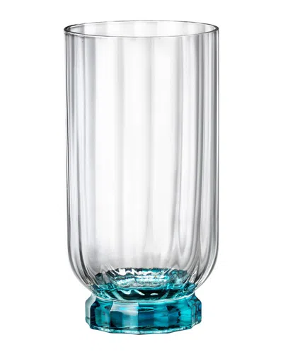 Bormioli Rocco Set Of 4 Florian 14.5oz Blue Beverage Drinking Glasses