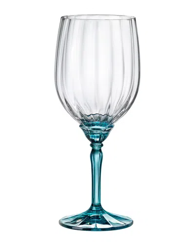Bormioli Rocco Set Of 4 Florian 18oz Blue Red Wine/gin Tonic Glasses