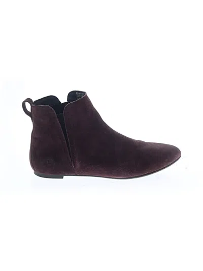 Pre-owned Born Ankle Boots In Burgundy