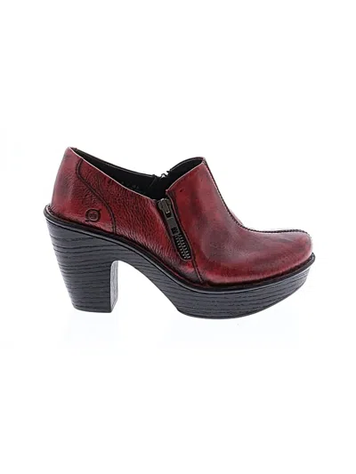 Pre-owned Born Ankle Boots In Burgundy