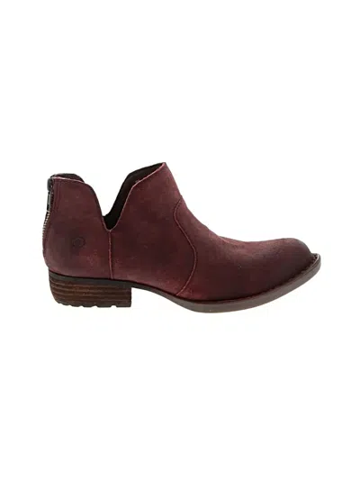 Pre-owned Born Ankle Boots In Burgundy