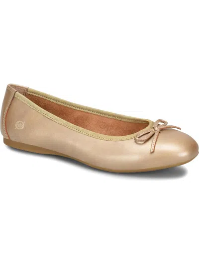 Born Brin Womens Leather Flat Ballet Flats In Gold