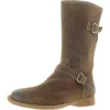 Born Delano Womens Buckle Nubuck Mid-calf Boots In Brown