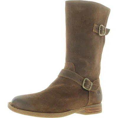 Born Delano Womens Buckle Nubuck Mid-calf Boots In Brown