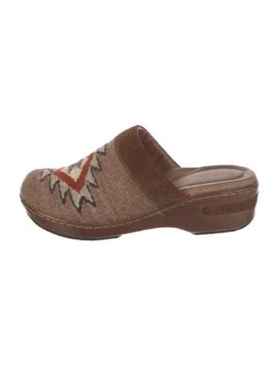 Pre-owned Born Graphic Print Mules In Brown