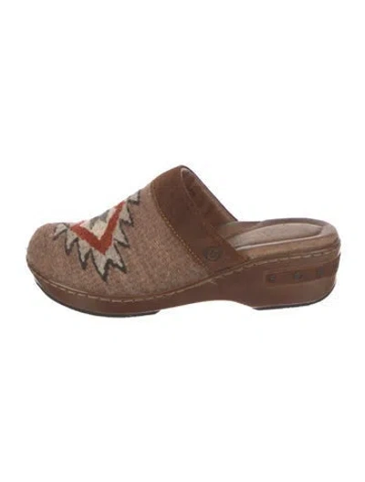 Pre-owned Born Graphic Print Mules In Brown