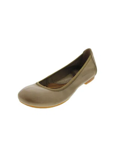 Born Julianne Womens Leather Contrast Trim Ballet Flats In Beige