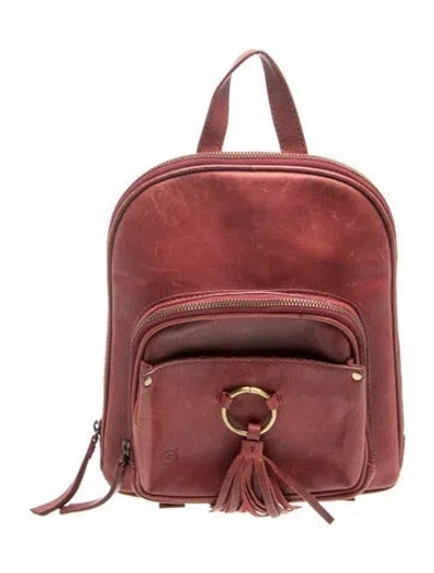 Pre-owned Born Leather Backpack In Burgundy