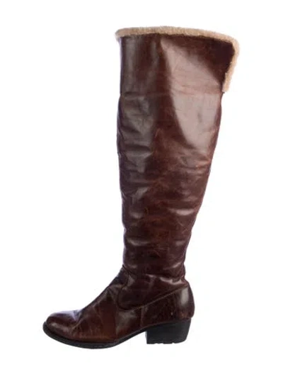 Pre-owned Born Leather Boots In Brown/burgundy