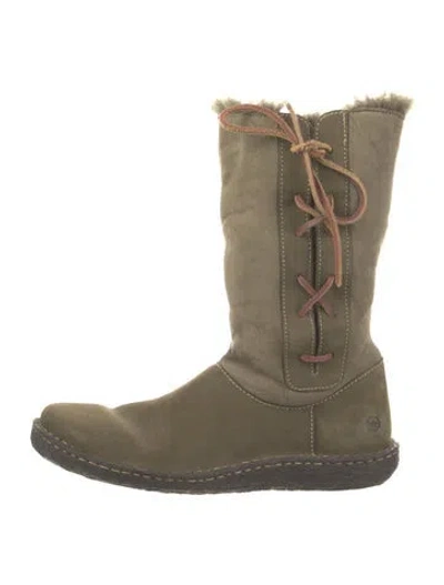 Pre-owned Born Leather Boots In Green