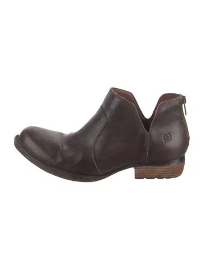 Pre-owned Born Leather Chelsea Boots In Burgundy