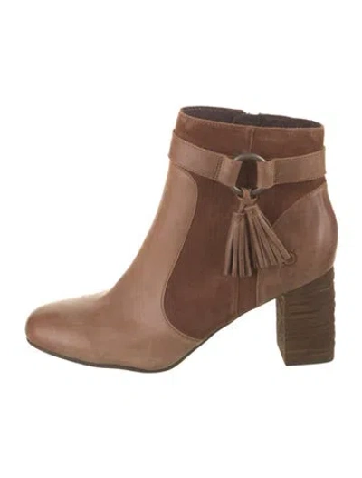 Pre-owned Born Leather Colorblock Pattern Boots In Brown