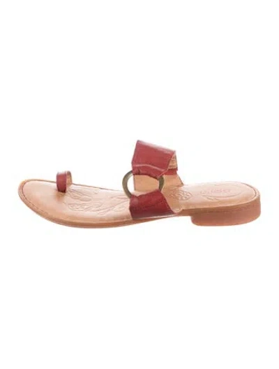 Pre-owned Born Leather Cutout Accent Sandals In Brown/burgundy