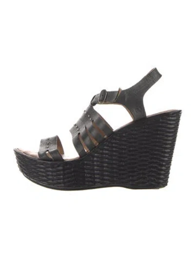 Pre-owned Born Leather Espadrilles In Black