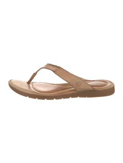Pre-owned Born Leather Flip Flops In Neutrals