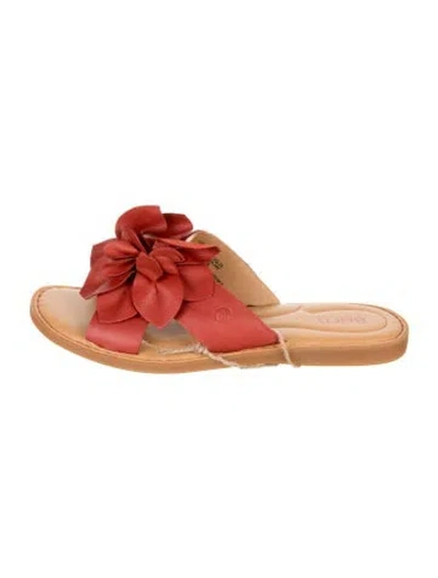 Pre-owned Born Leather Floral Print Slides In Red