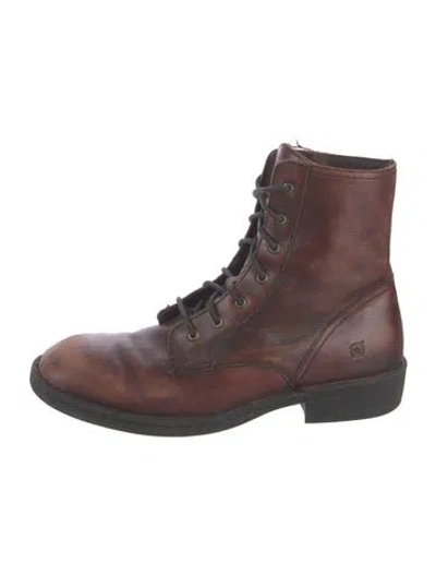 Pre-owned Born Leather Lace-up Boots In Brown/burgundy