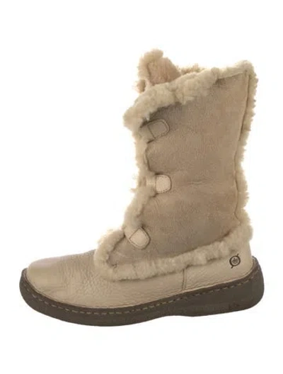 Pre-owned Born Leather Lace-up Boots In Neutrals