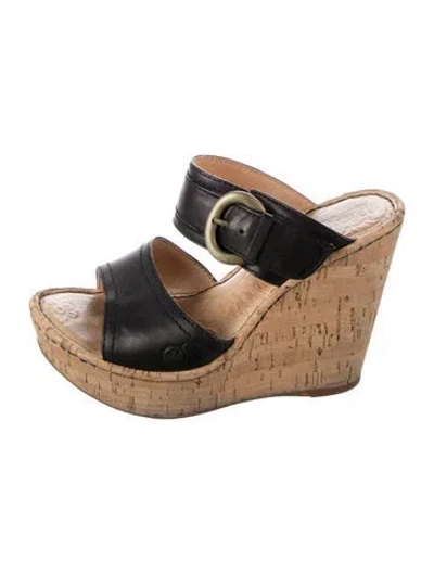 Pre-owned Born Leather Mules In Black