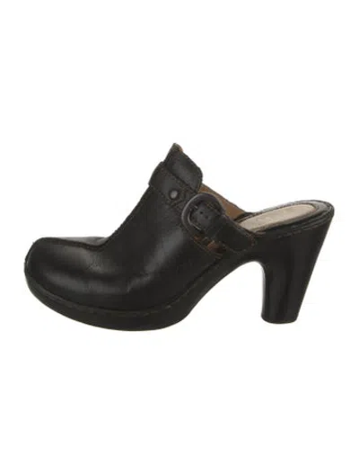 Pre-owned Born Leather Mules In Black