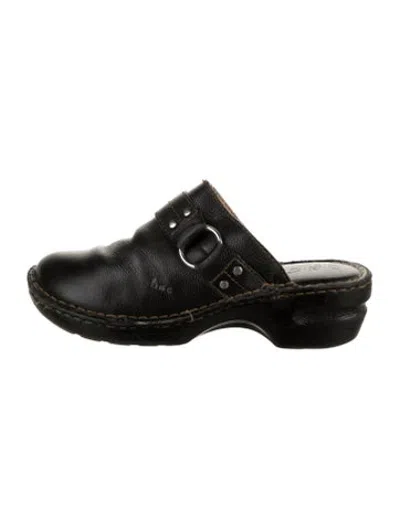 Pre-owned Born Leather Mules In Black