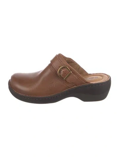 Pre-owned Born Leather Mules In Brown