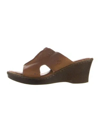 Pre-owned Born Leather Mules In Brown